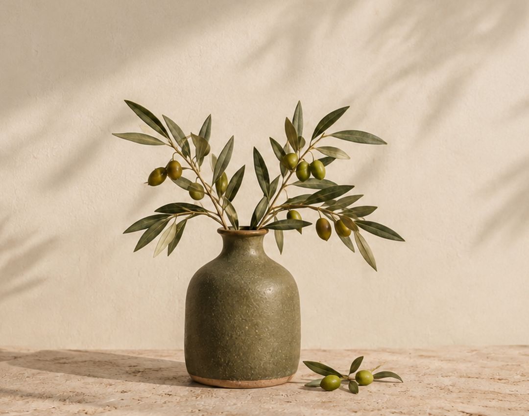 Social version showing the complete vase and olive branches