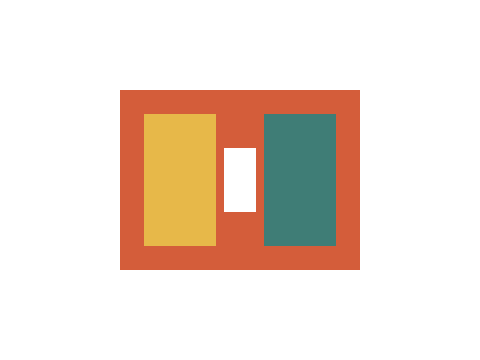 Orange, gold, and teal mark with transparent outer margins and a central hole